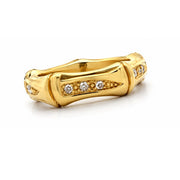 18K Yellow Gold Bamboo Diamond Ring - FINAL SALE